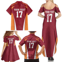 Latvia Football Custom Family Matching Summer Maxi Dress and Hawaiian Shirt Red Latvian Pattern