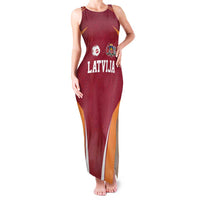 Latvia Football Custom Family Matching Tank Maxi Dress and Hawaiian Shirt Red Latvian Pattern