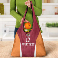 Latvia Football Custom Grocery Bag Red Latvian Pattern