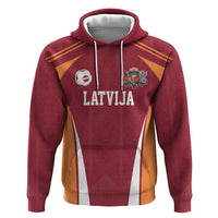 Latvia Football Custom Hoodie Red Latvian Pattern