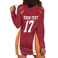 Latvia Football Custom Hoodie Dress Red Latvian Pattern