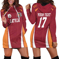 Latvia Football Custom Hoodie Dress Red Latvian Pattern