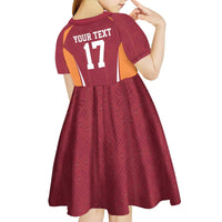 Latvia Football Custom Kid Short Sleeve Dress Red Latvian Pattern