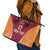 Latvia Football Custom Leather Tote Bag Red Latvian Pattern
