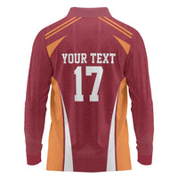 Latvia Football Custom Long Sleeve Polo Shirt Red Latvian Pattern