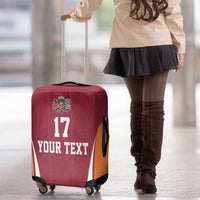 Latvia Football Custom Luggage Cover Red Latvian Pattern