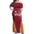 Latvia Football Custom Off Shoulder Maxi Dress Red Latvian Pattern