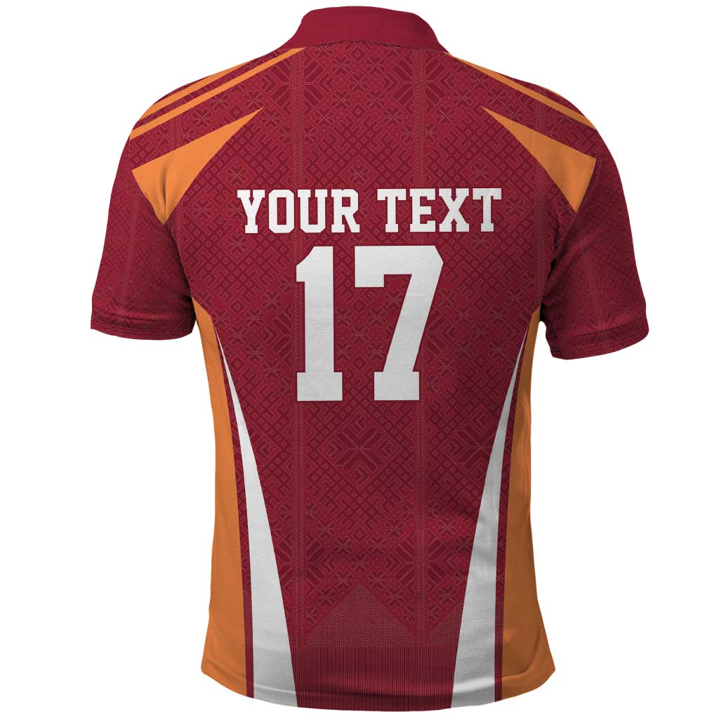 Latvia Football Custom Polo Shirt Red Latvian Pattern