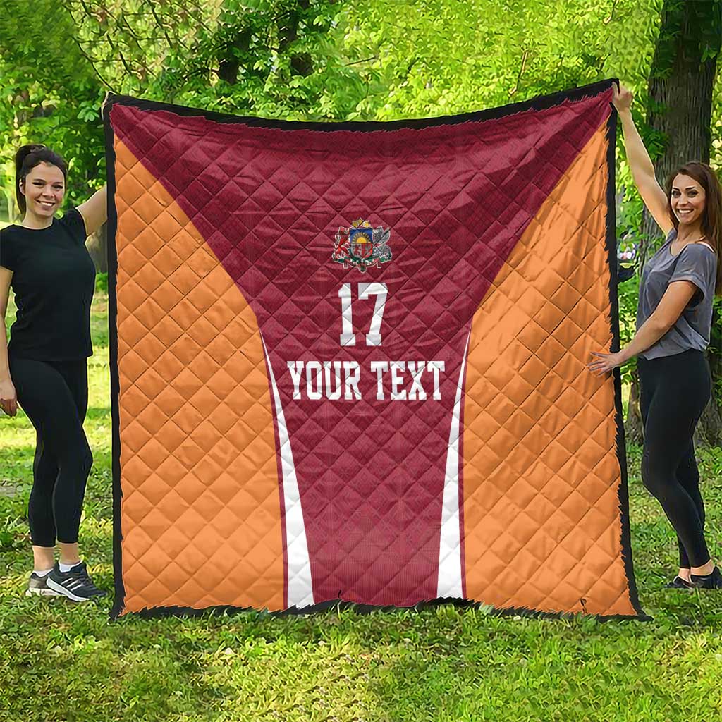 Latvia Football Custom Quilt Red Latvian Pattern