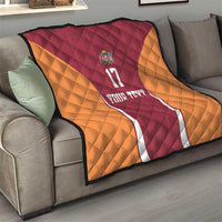 Latvia Football Custom Quilt Red Latvian Pattern