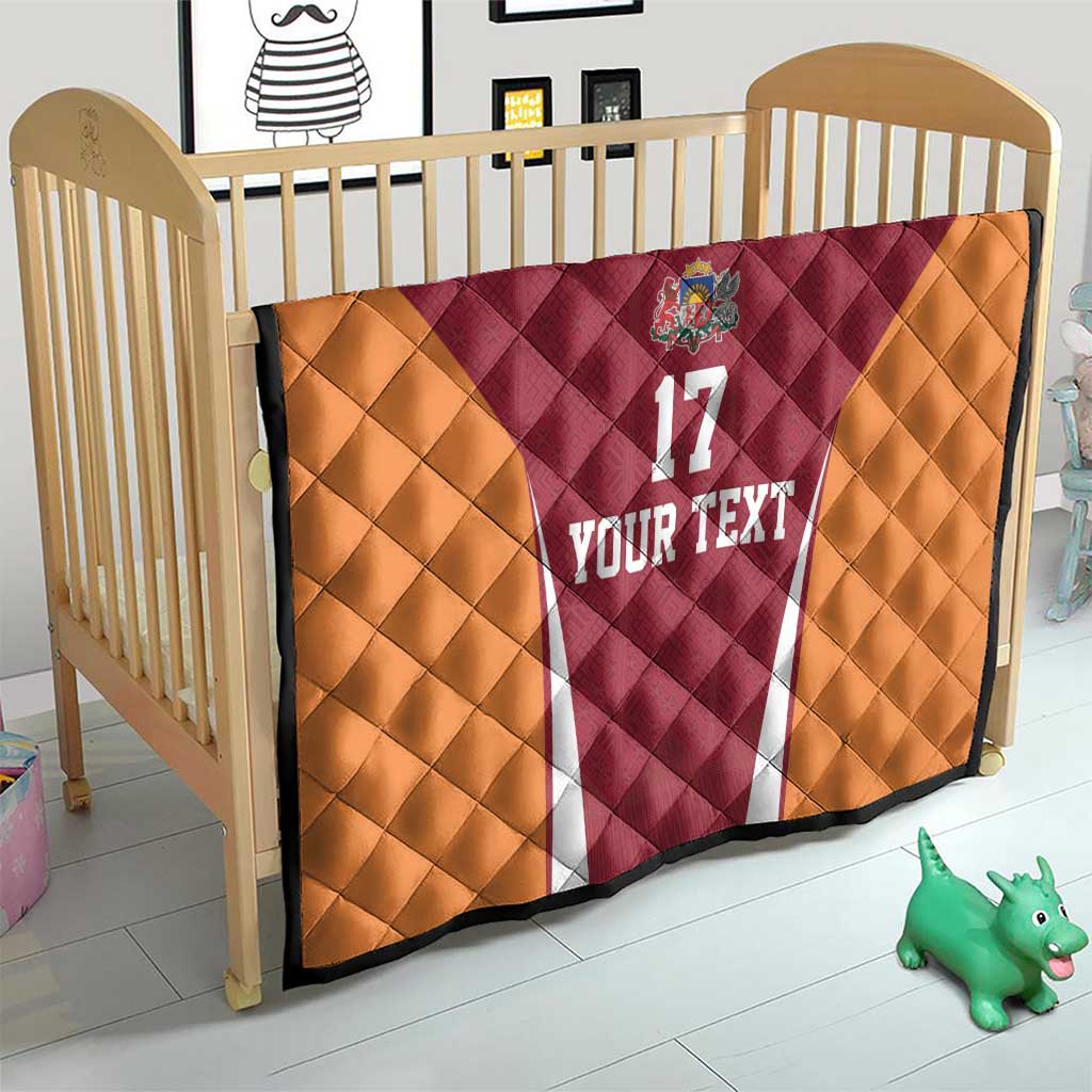 Latvia Football Custom Quilt Red Latvian Pattern