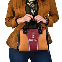 Latvia Football Custom Shoulder Handbag Red Latvian Pattern