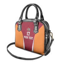 Latvia Football Custom Shoulder Handbag Red Latvian Pattern