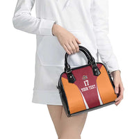 Latvia Football Custom Shoulder Handbag Red Latvian Pattern