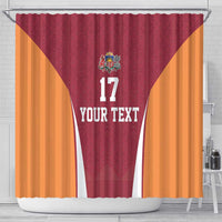 Latvia Football Custom Shower Curtain Red Latvian Pattern
