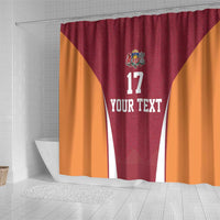 Latvia Football Custom Shower Curtain Red Latvian Pattern