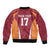 Latvia Football Custom Sleeve Zip Bomber Jacket Red Latvian Pattern