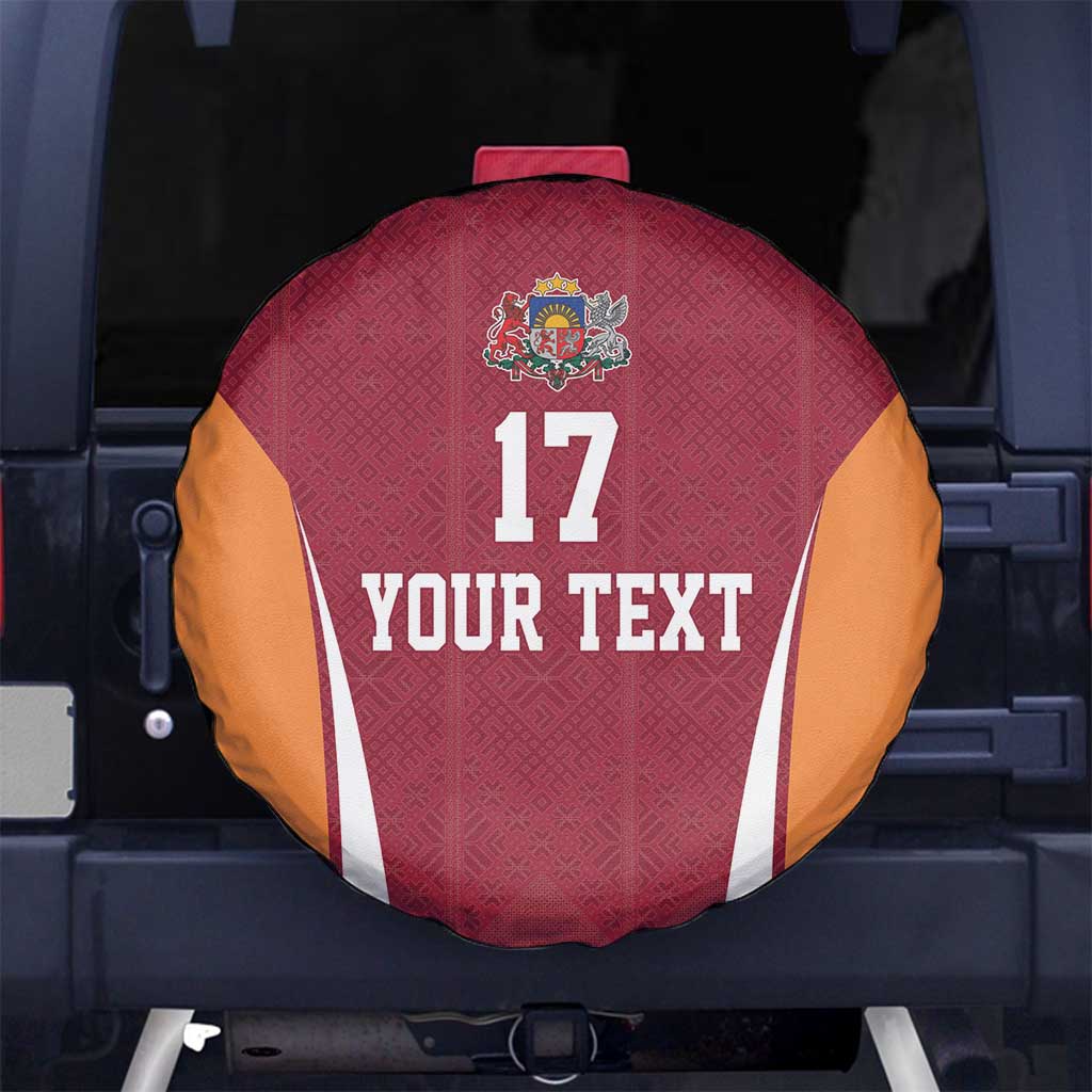 Latvia Football Custom Spare Tire Cover Red Latvian Pattern