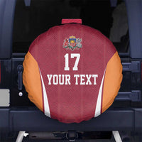 Latvia Football Custom Spare Tire Cover Red Latvian Pattern