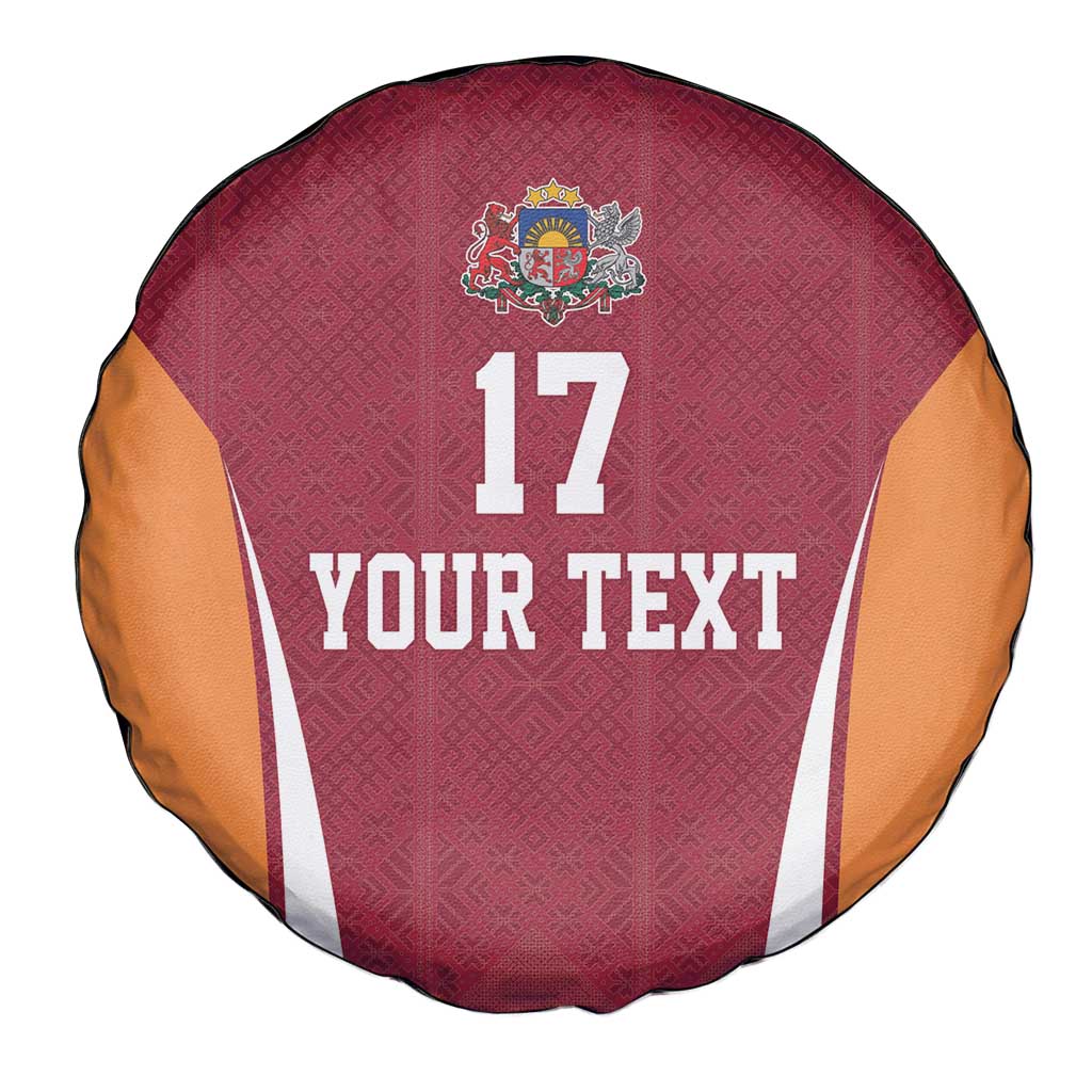 Latvia Football Custom Spare Tire Cover Red Latvian Pattern