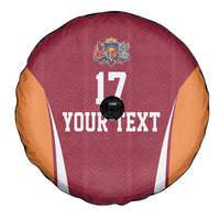 Latvia Football Custom Spare Tire Cover Red Latvian Pattern