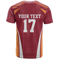 Latvia Football Custom T Shirt Red Latvian Pattern