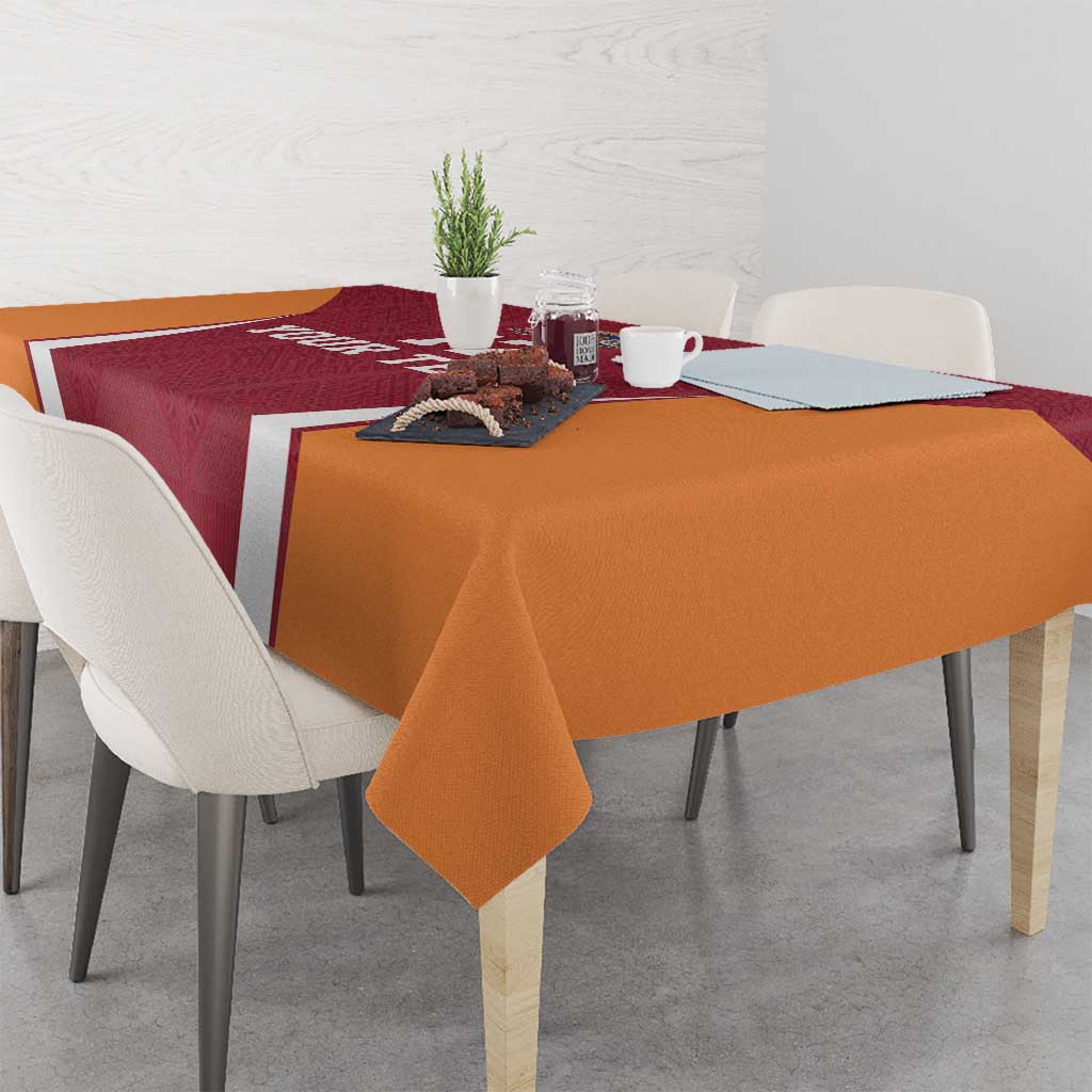 Latvia Football Custom Tablecloth Red Latvian Pattern