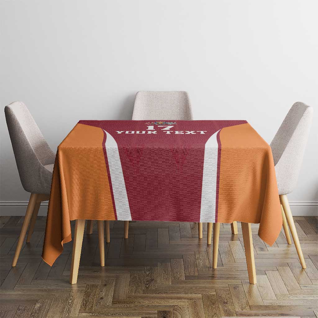 Latvia Football Custom Tablecloth Red Latvian Pattern