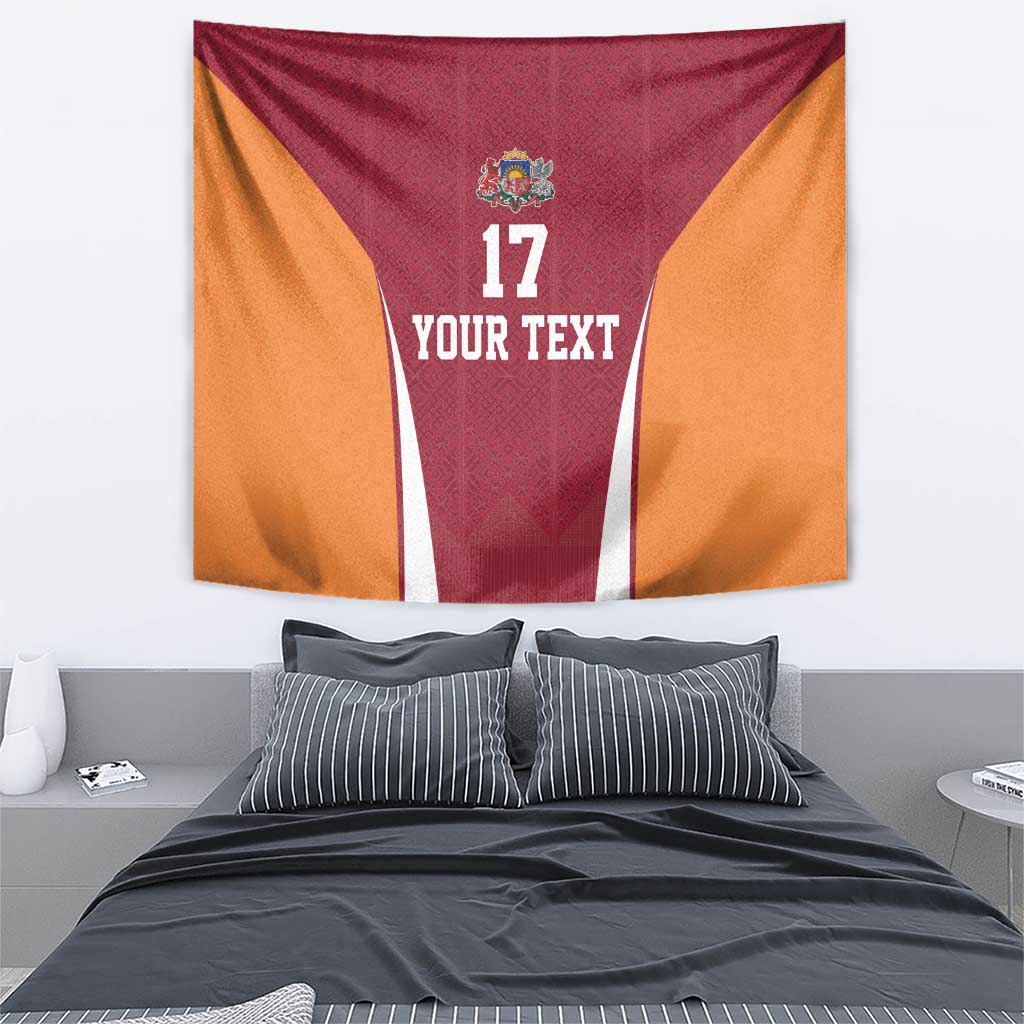 Latvia Football Custom Tapestry Red Latvian Pattern