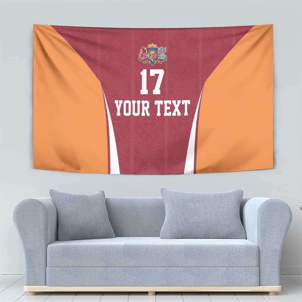 Latvia Football Custom Tapestry Red Latvian Pattern