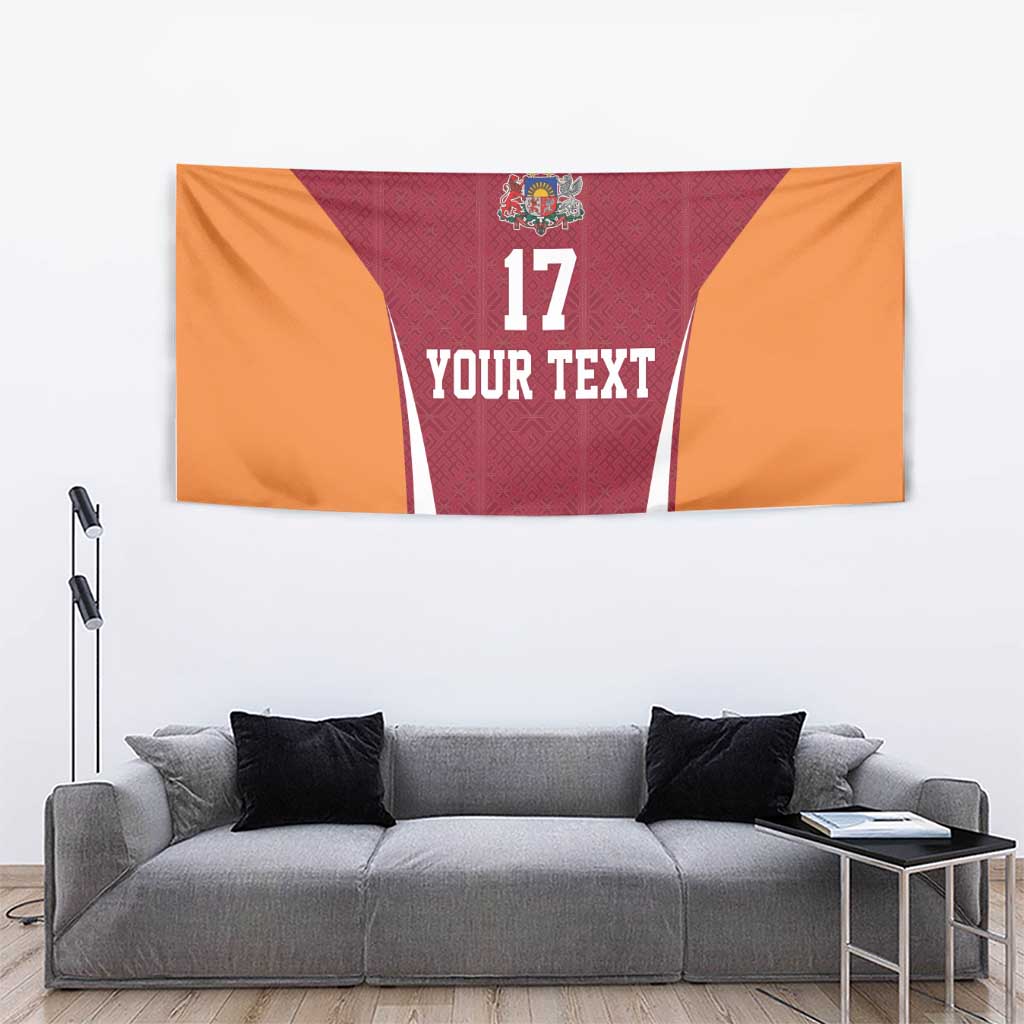 Latvia Football Custom Tapestry Red Latvian Pattern