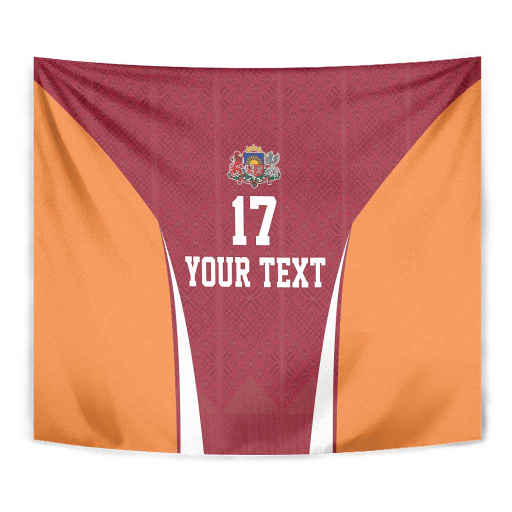 Latvia Football Custom Tapestry Red Latvian Pattern