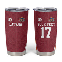 Latvia Football Custom Tumbler Cup Red Latvian Pattern