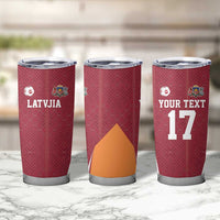 Latvia Football Custom Tumbler Cup Red Latvian Pattern