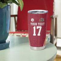 Latvia Football Custom Tumbler Cup Red Latvian Pattern