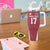 Latvia Football Custom Tumbler With Handle Red Latvian Pattern