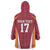 Latvia Football Custom Wearable Blanket Hoodie Red Latvian Pattern