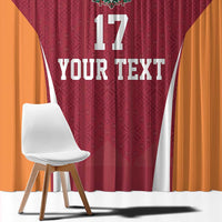 Latvia Football Custom Window Curtain Red Latvian Pattern