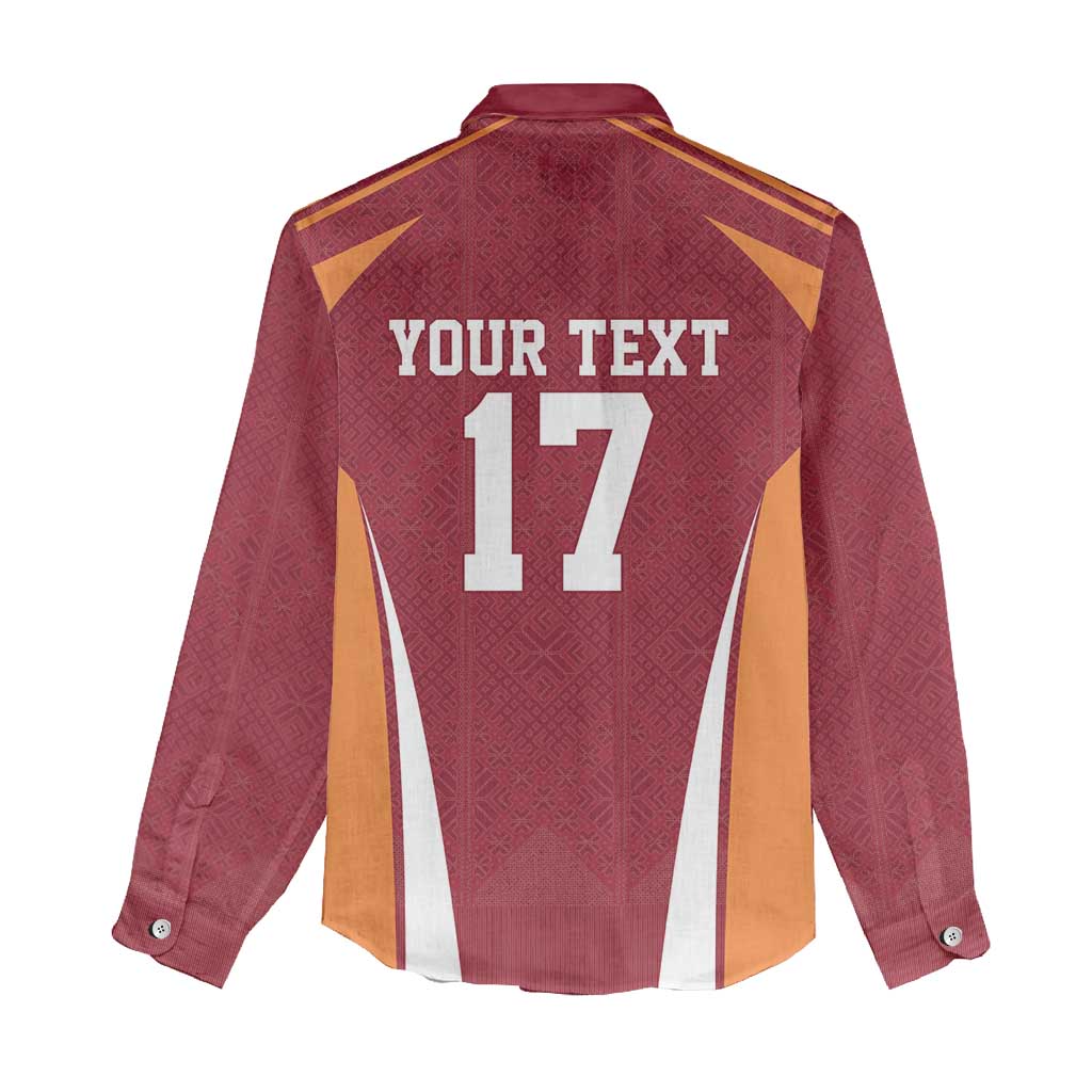 Latvia Football Custom Women Casual Shirt Red Latvian Pattern