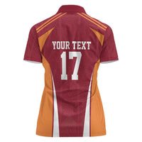 Latvia Football Custom Women Polo Shirt Red Latvian Pattern