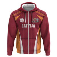 Latvia Football Custom Zip Hoodie Red Latvian Pattern