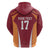 Latvia Football Custom Zip Hoodie Red Latvian Pattern