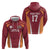 Latvia Football Custom Zip Hoodie Red Latvian Pattern