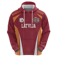Latvia Football Custom Zip Hoodie Red Latvian Pattern
