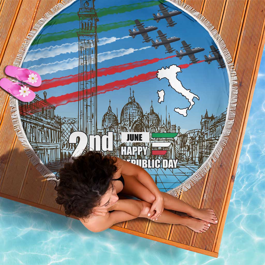 Italy Republic Day Beach Blanket Festa della Repubblica with Frecce Tricolori