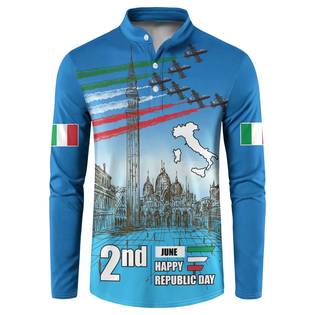 Italy Republic Day Button Sweatshirt Festa della Repubblica with Frecce Tricolori