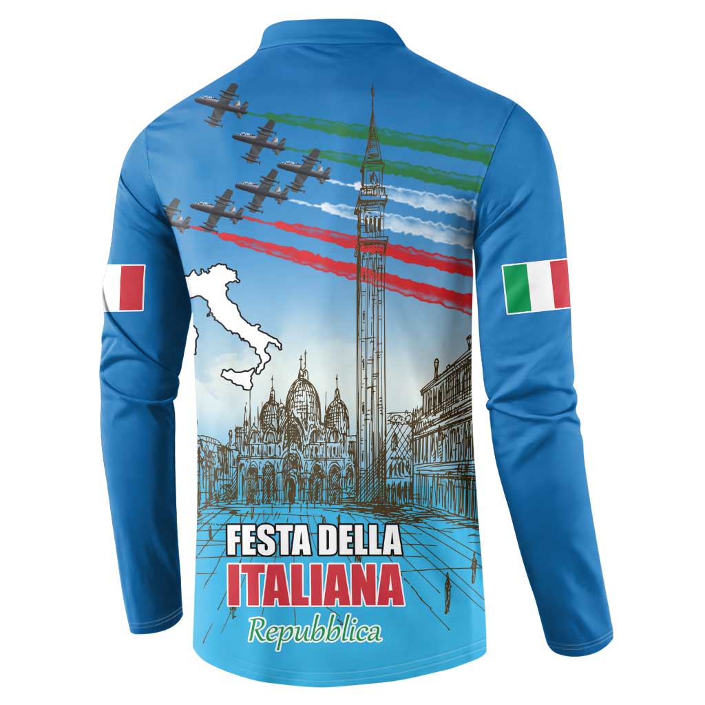 Italy Republic Day Button Sweatshirt Festa della Repubblica with Frecce Tricolori