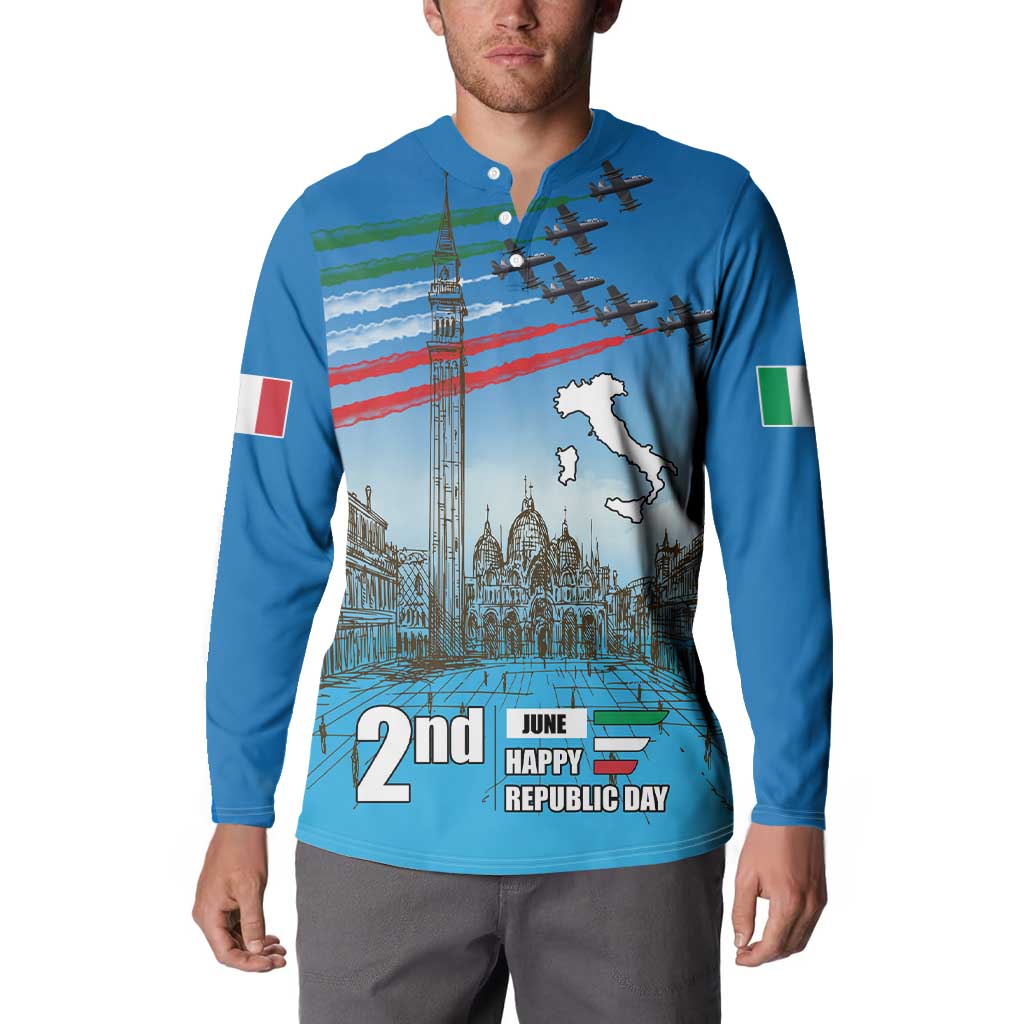 Italy Republic Day Button Sweatshirt Festa della Repubblica with Frecce Tricolori
