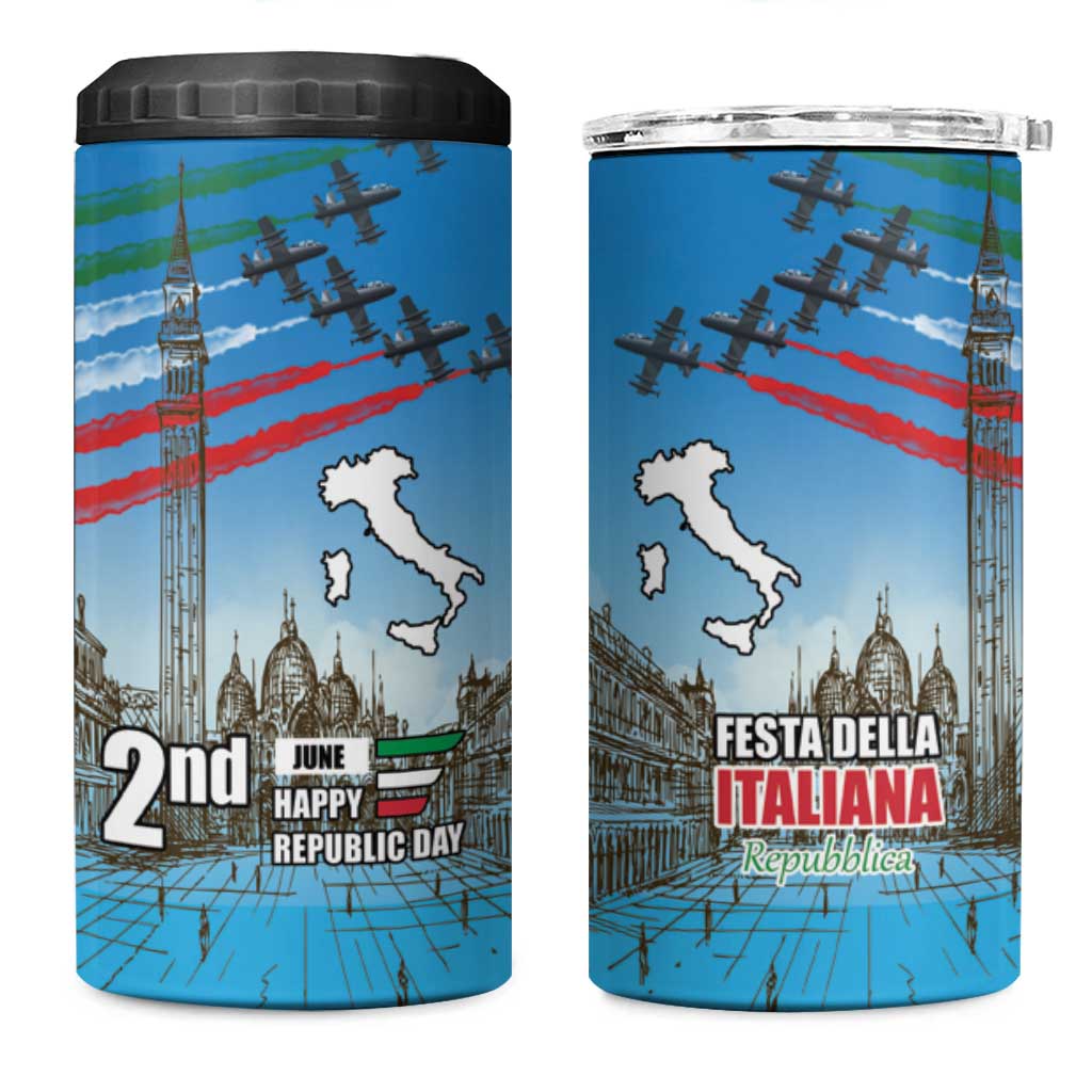 Italy Republic Day 4 in 1 Can Cooler Tumbler Festa della Repubblica with Frecce Tricolori