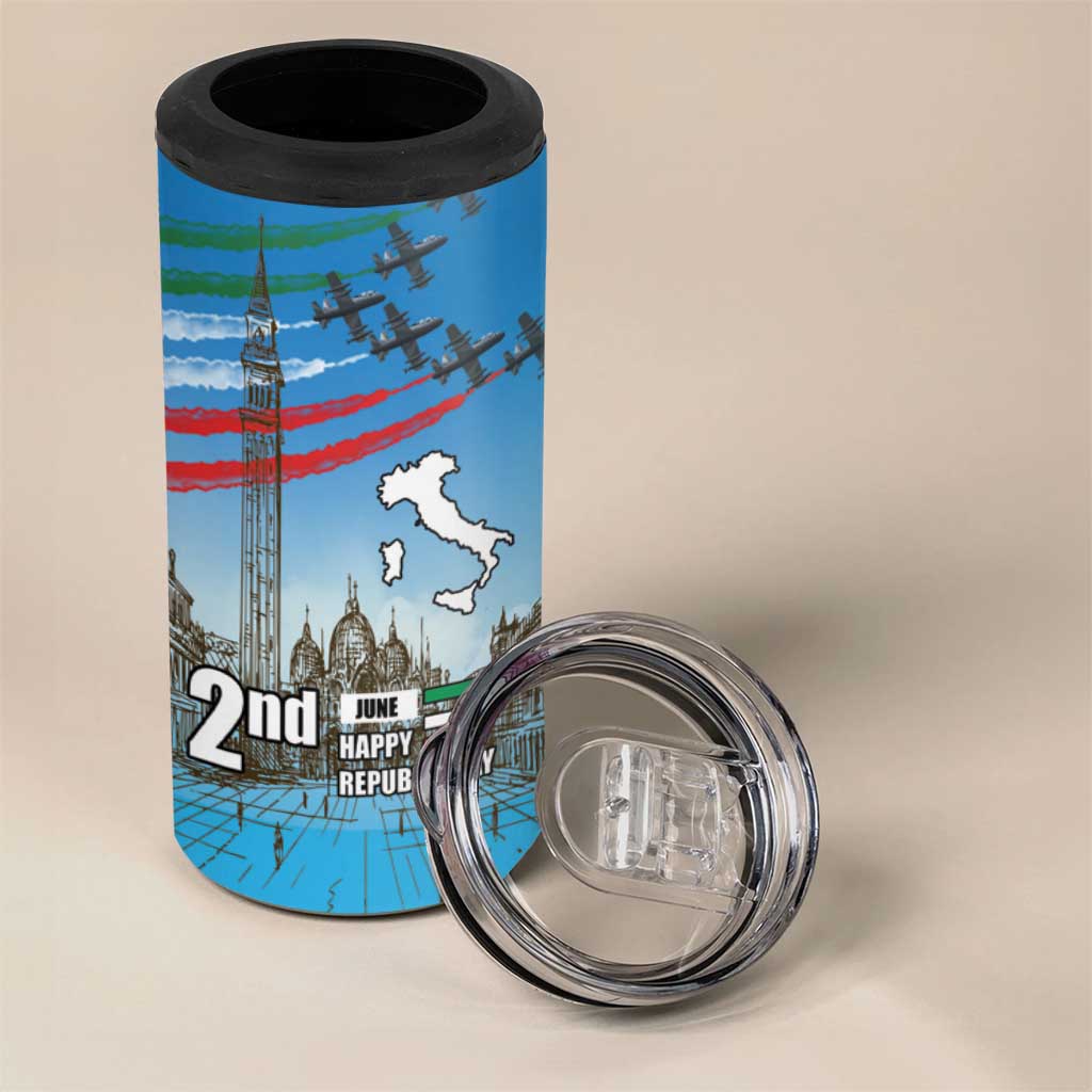 Italy Republic Day 4 in 1 Can Cooler Tumbler Festa della Repubblica with Frecce Tricolori